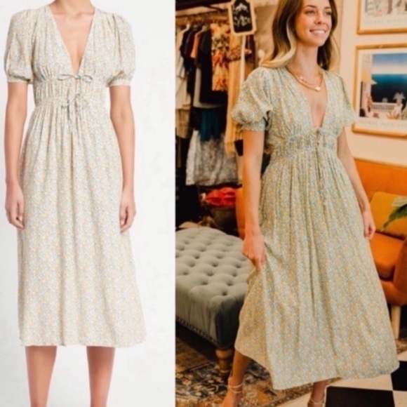 Faithfull the Brand Dresses & Skirts - NWT Faithfull The Brand Patrinico Sabinosa Floral Midi Dress Puff Sleeve 4